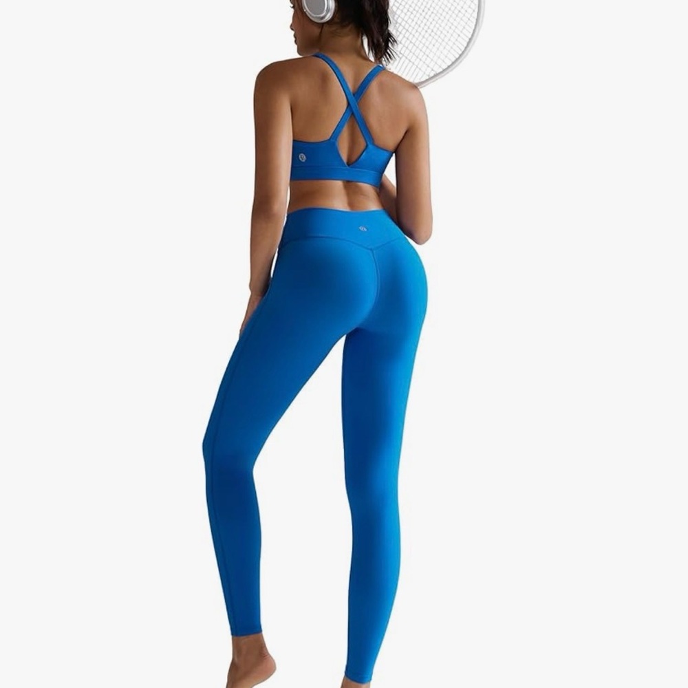 New Running Girl Women's Leggings Size L High Waisted Buttery Soft Deep Blue - Picture 2 of 9